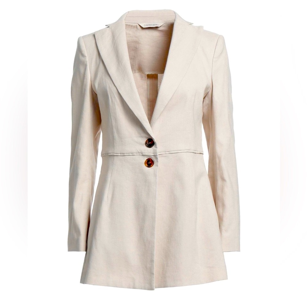 $350 BLAZER 🇮🇹 L’AUTRE CHOSE US4 (XS/S) Beige LINEN Cotton Blazer PtP 18”